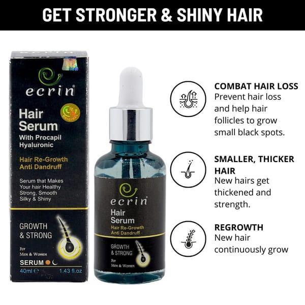 Ecrin Hair Growth Serum 40ml – Boost Hair Regrowth | Anti-Hair Fall | Dandruff Control | Essential Oil Infused