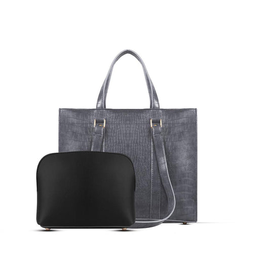 BagX - Zara 2 Pcs Grey PU Leather Totebag,Grey & Beige