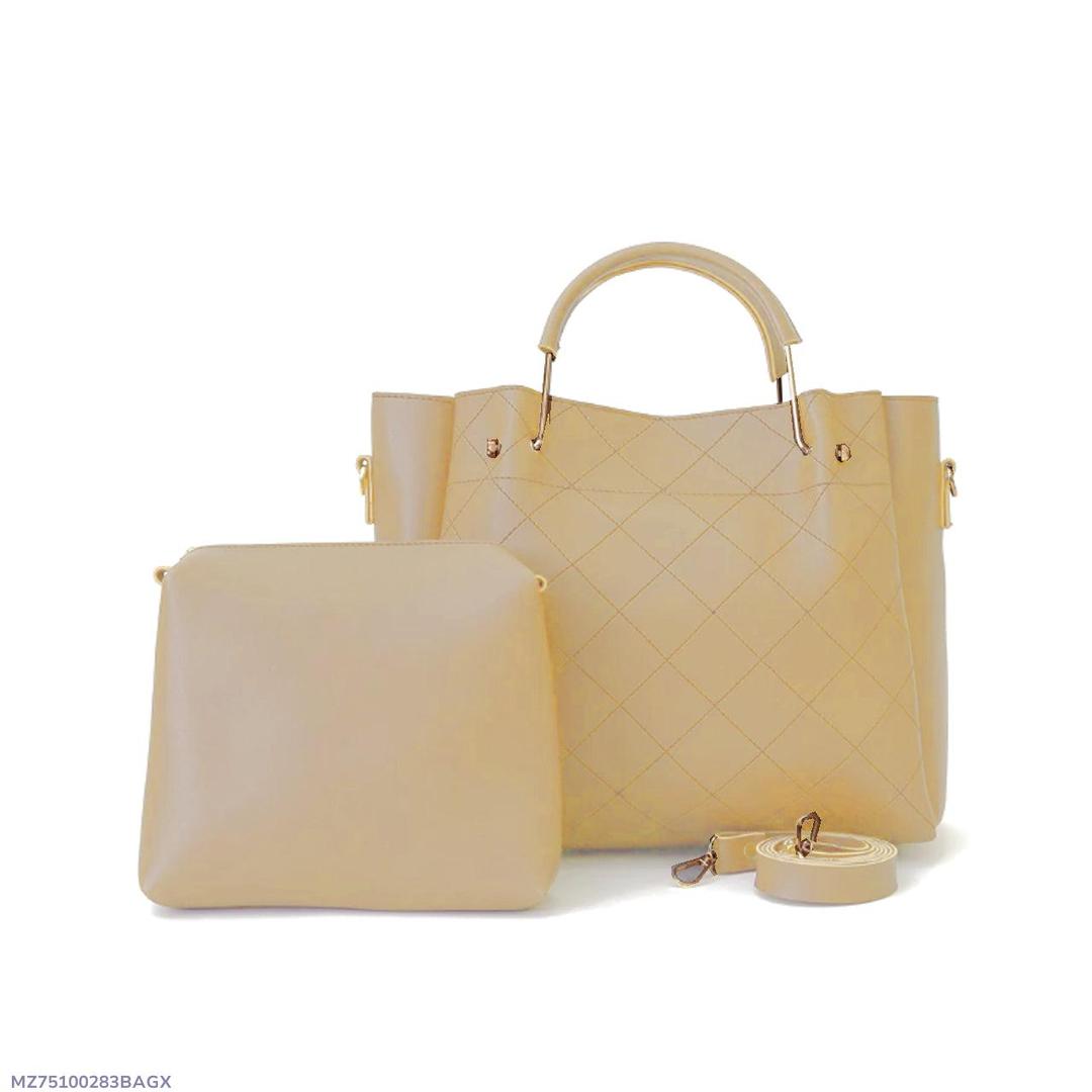 BagX - Zara 2 Pcs Grey PU Leather Totebag,Grey & Beige