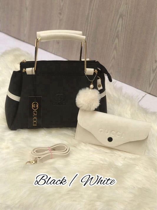 Girl's Rexine Plain Hand Bag Set