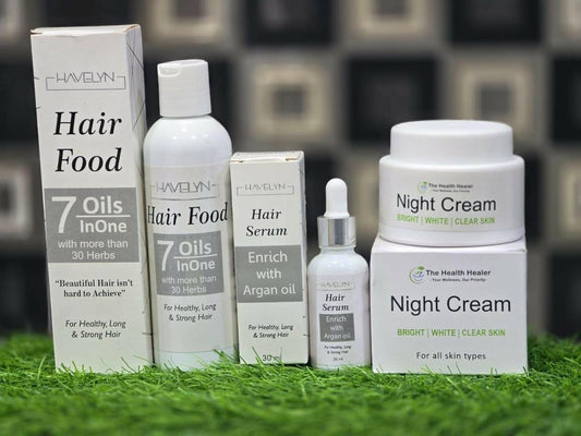 Ultimate 3 in 1 Skincare & Haircare Bundle: Hair Mask, Oil & Night Cream